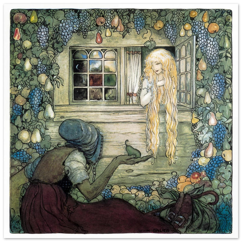 John Bauer vintage illustration print . From the fairy tale The Magician's Cape.