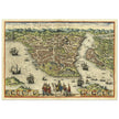 Istanbul ancient map. Byzantium Nunc Constantinopolis by Georg Braun