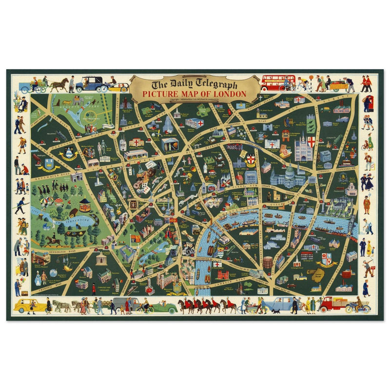 The Daily Telegraph Picture Map of London vintage poster .