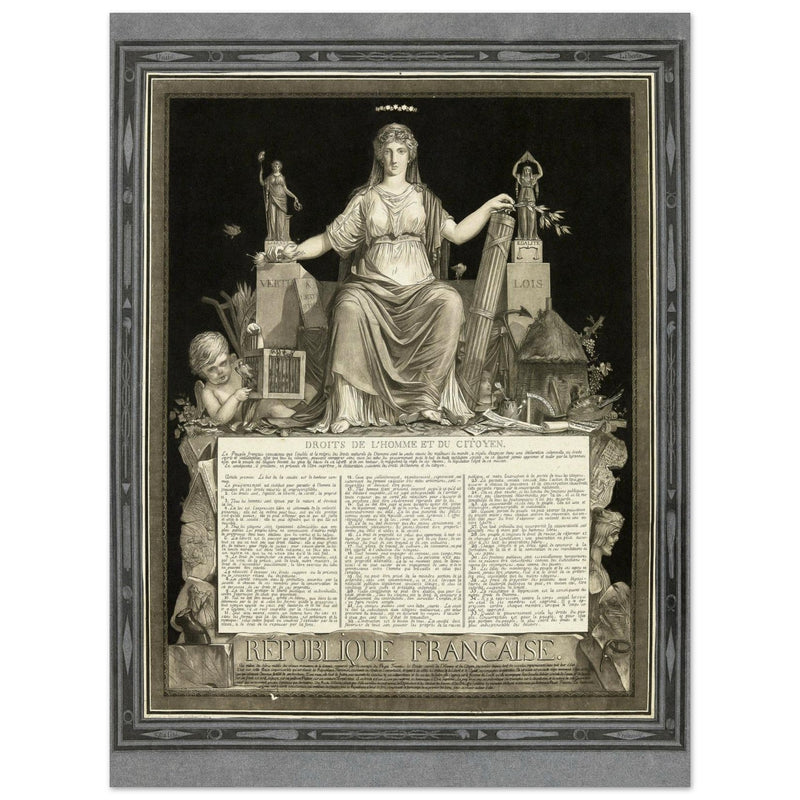 La République Française promulguant les Droits de l'Homme et du Citoyen. Human rights established during the French Revolution