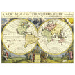 Ancient vintage world map by Edward Wells. Double hemisphere cartography.