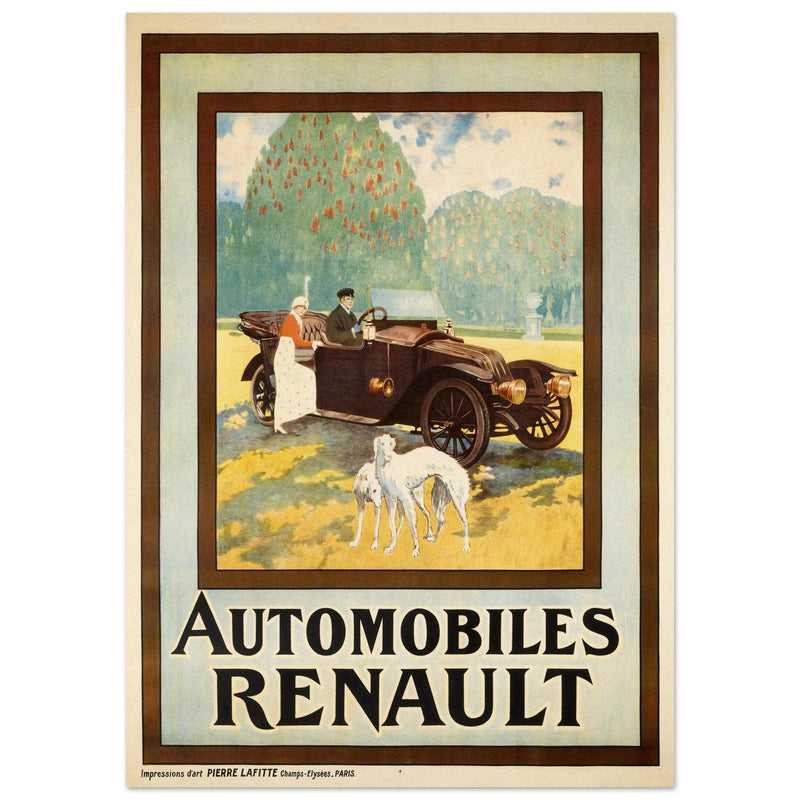 Automobiles Renault vintage advertising print . Created in 1910.