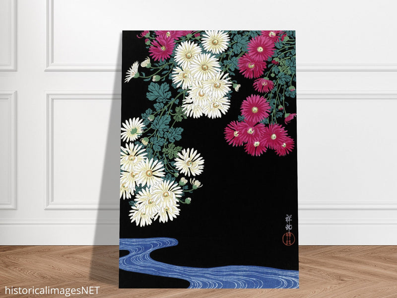 Chrysanthemums and Running Water by Ohara Koson,