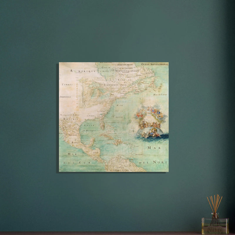 Ancient map of North America poster reproduction of 1681. Carte de l'Amérique Septentrionale et Partie Meridionale by Jean-Baptiste Louis Franquelin