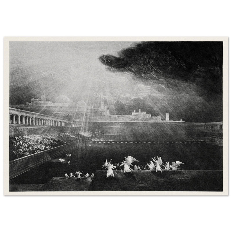 John Martin mezzotint engraving . Paradise Lost. The Courts of God .