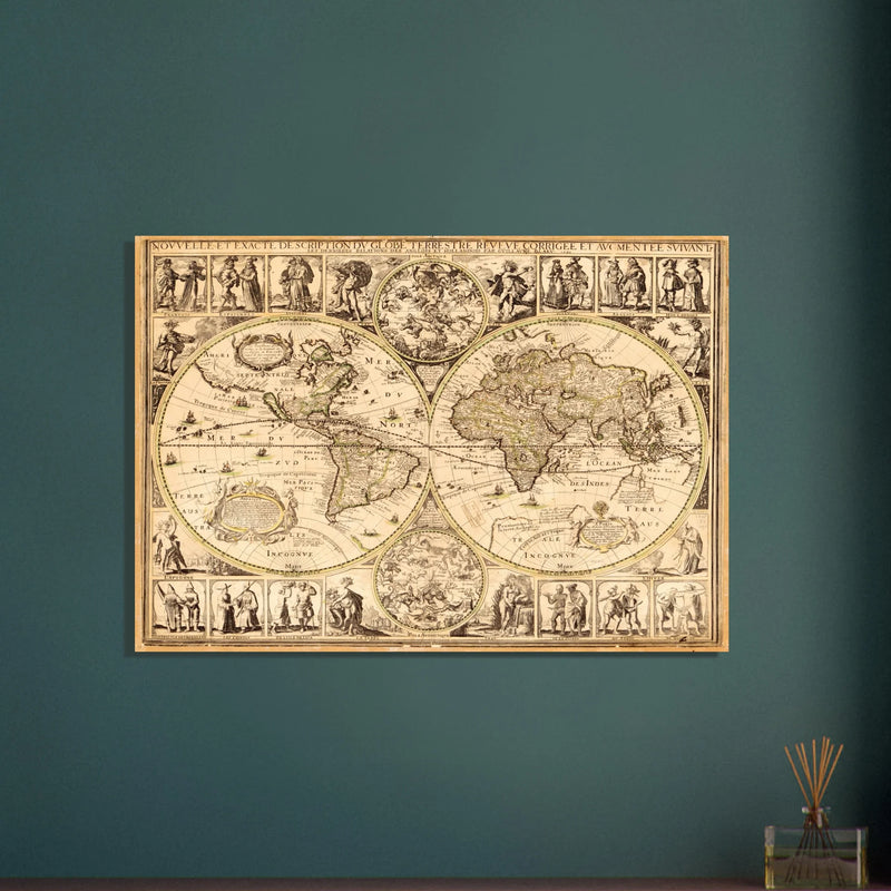 World map. Nouvelle et Exacte Description du Globe Terrestre Reveue Corrigee et Augmentee ... by Guillaume Blaeu