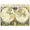 Ancient vintage world map by Edward Wells. Double hemisphere cartography.
