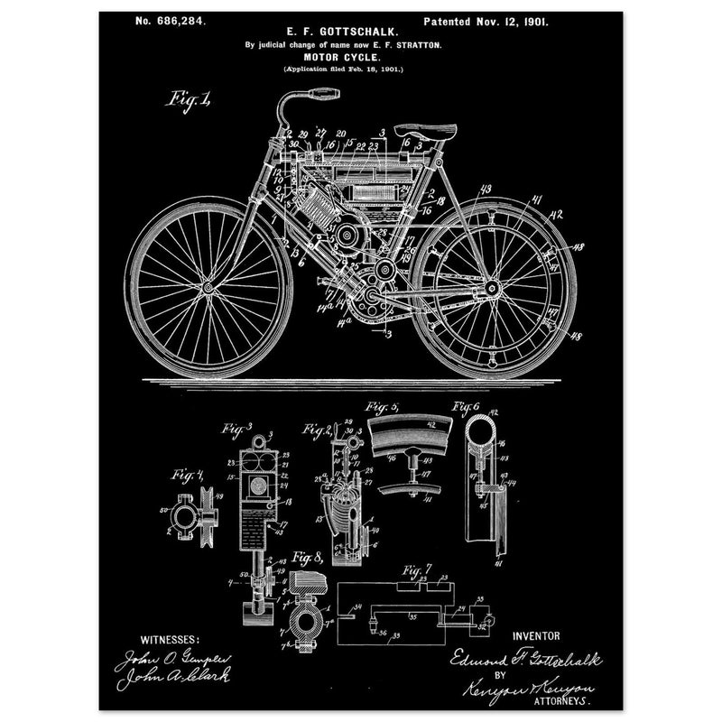 Motorcycle old patent 686284 by Gottschalk