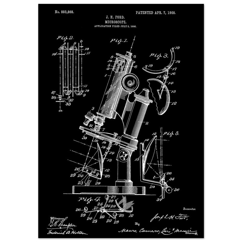 vintage microscope patent by J H Ford.