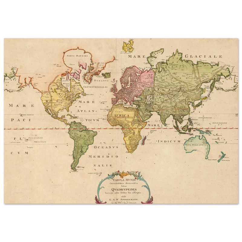 1783 Map of the world showing the distribution of mammals