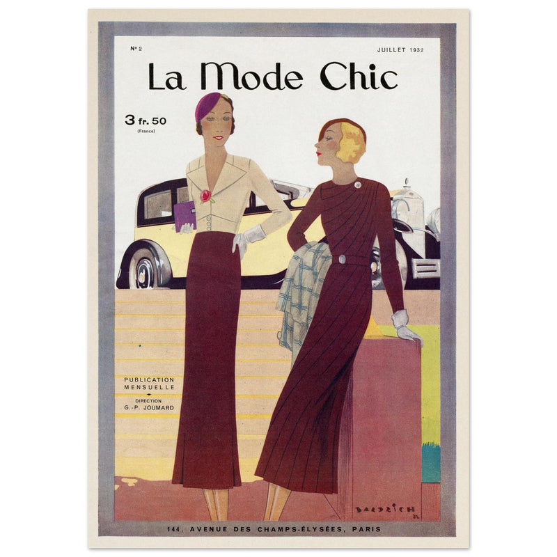 La Mode Chic old vintage fashion magazine cover from the 30s. July 1933.