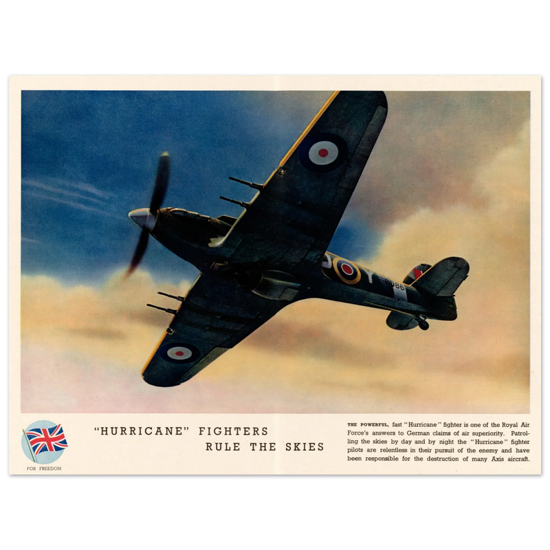 Hurricane Fighters Rule the Skies vintage print reproduction