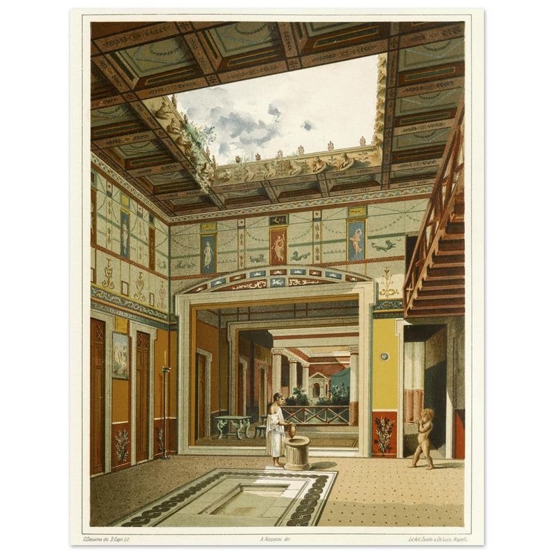Roman courtyard in Pompeii by G. Discanno book project by Fausto and Felice Niccolini.