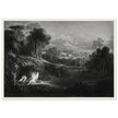 John Martin Paradise Lost vintage mezzoting engraving . Raphael Conversing with Adam and Eve .
