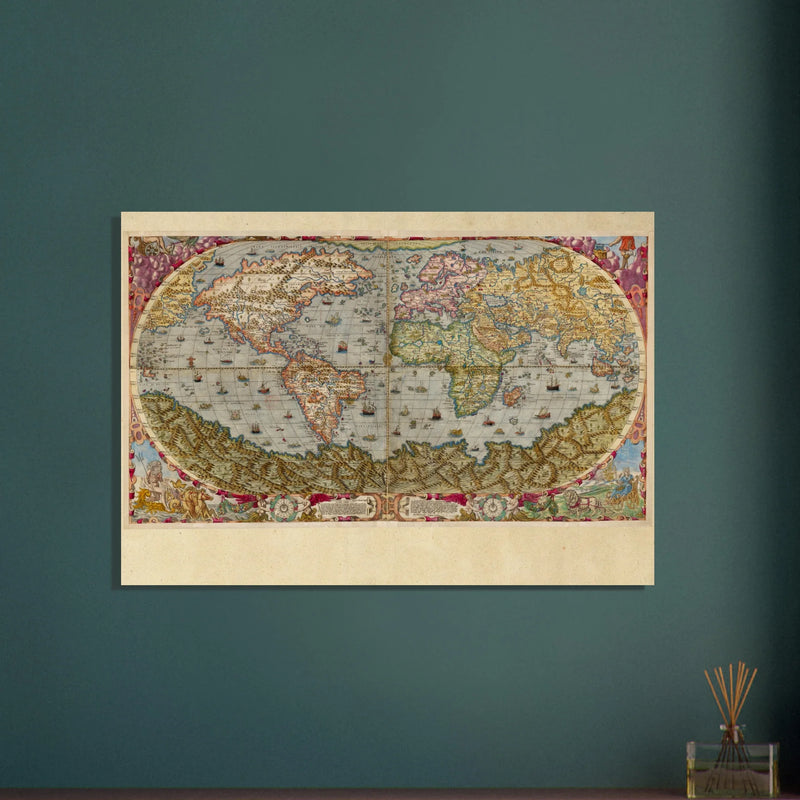 Ancient world map poster reproduction by Andrea Bertelli 1593