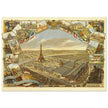 Exposition Universelle de Paris 1889. Eiffel Tower and Paris city view.