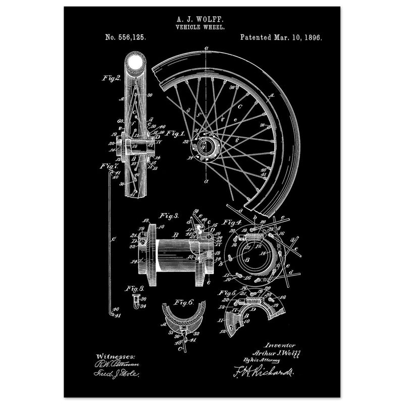 Vehicle whell patent illustration. Vintage drawing .
