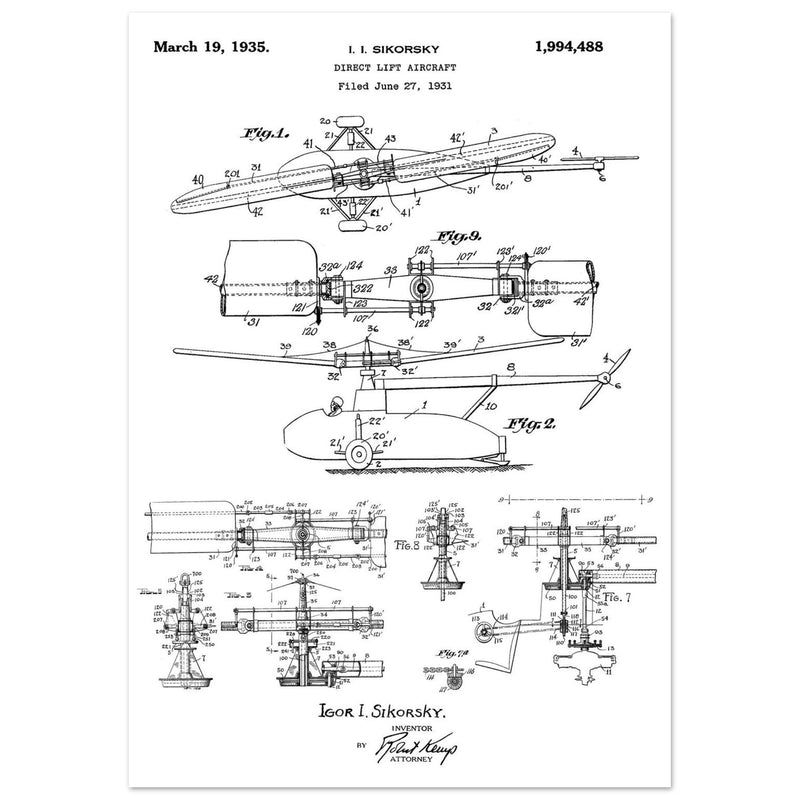 Direct Lift Aircraft patent by Sikorsky. Helicopter ancestor