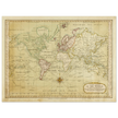Ancient vintage world map Mercator's projection by Samuel Dumm 1794
