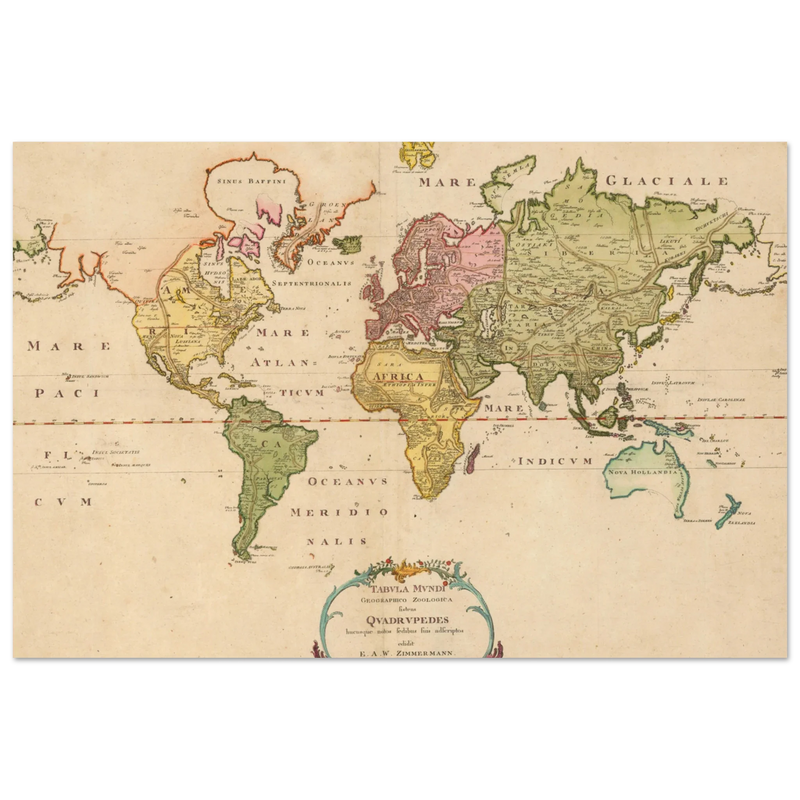 1783 Map of the world showing the distribution of mammals