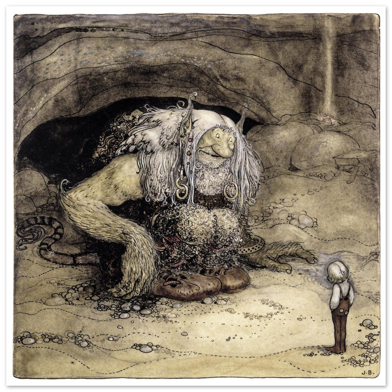 Troll with child illustration by John Bauer.  print