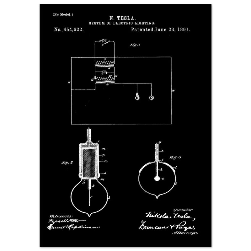 Electric Lighting patent  by Nikola Tesla.