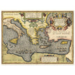 Ancient map of Europe and Asia tracing the sea route to Troy across the Mediterranean sea by Abraham Ortelius