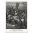 Gustave Dore The Bible engraving print . Nailing Christ to the cross illustration .