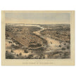 New York City aerial view. 1852 Vintage antique map reproduction.