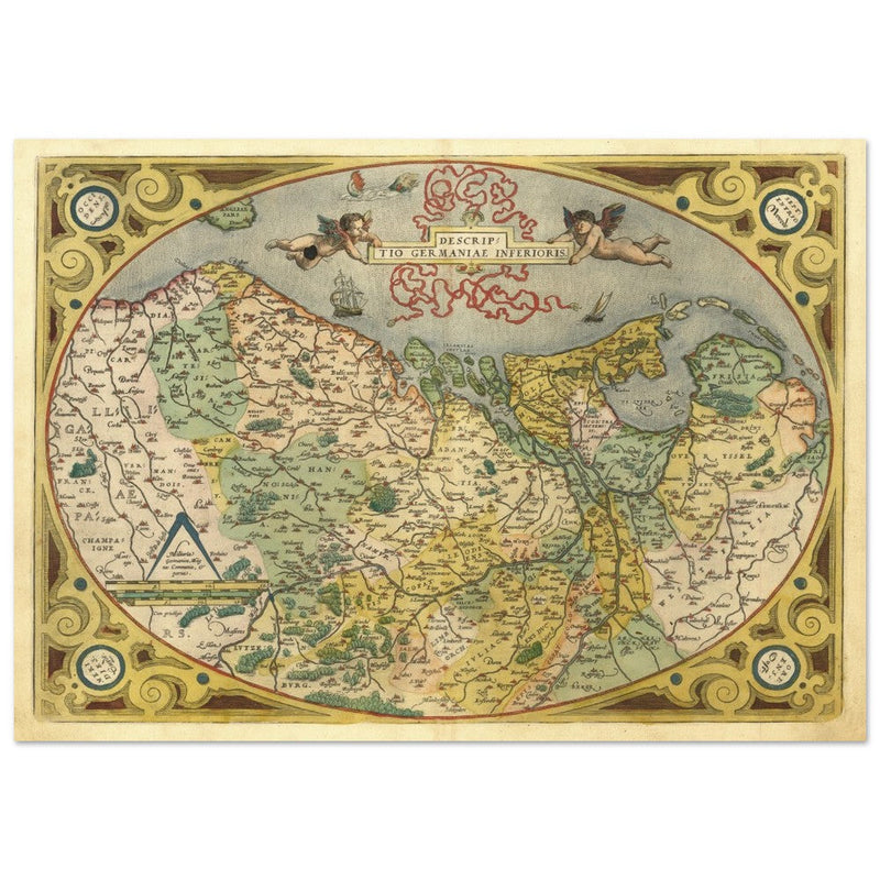 Ancient map of the Low countries ( Belgium, Netherlands and Luxembourg ) by Ortelius.
