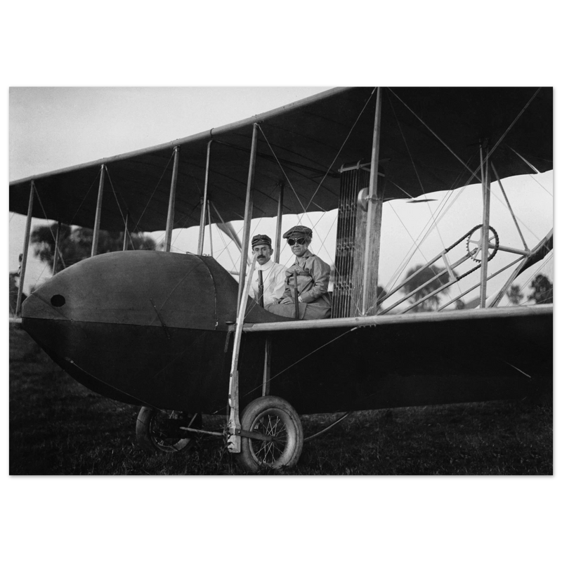 Katharine Wright aboard the Wright Model HS vintage aircraft