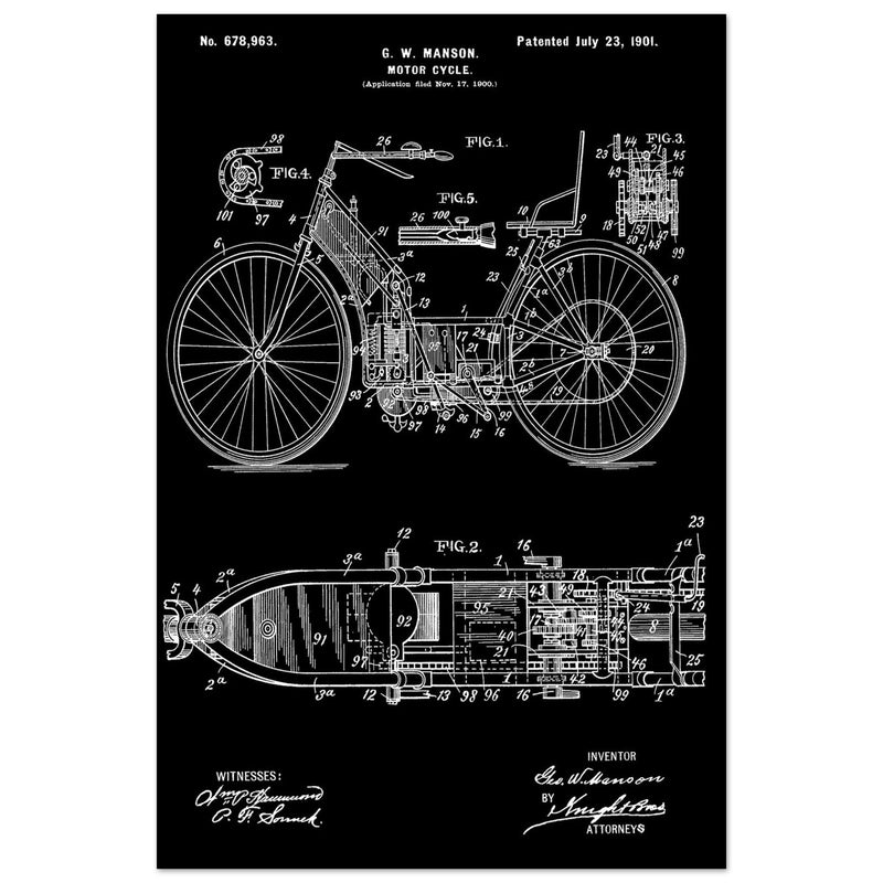 Motorcycle old patent by G. W Manson.