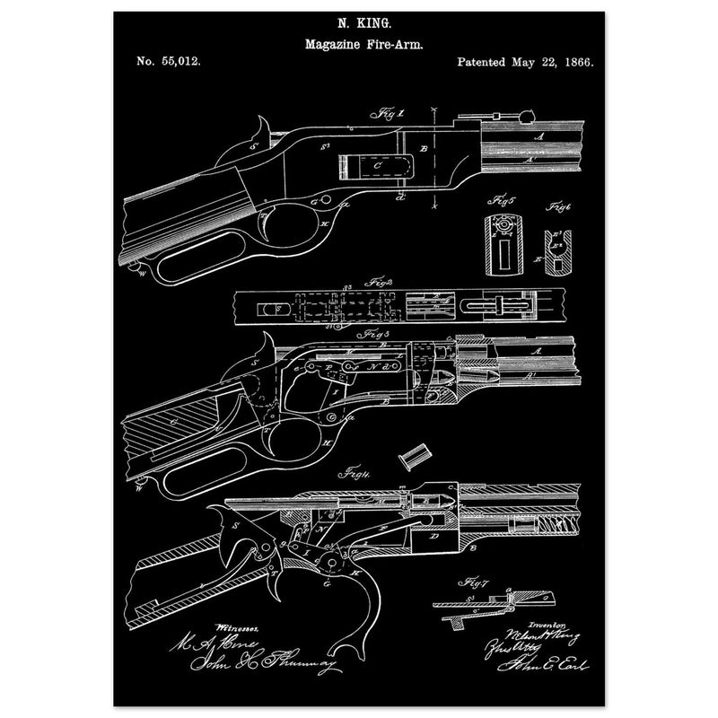 Magazine Fire arm patent 55012 by N kinf.