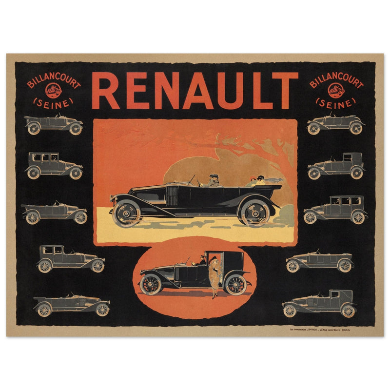 Renault Billancourt vintage poster 1920 Seine models .