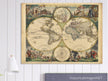 Frederik de Wit 1688 Ancient wold map. Double hemisphere antique old map reproduction. Nova orbis Tabula