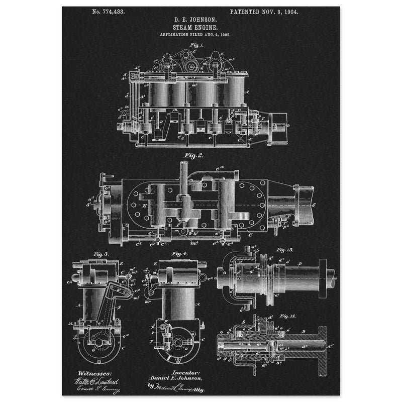Steam engine patent 1904 by D. E Johnson.