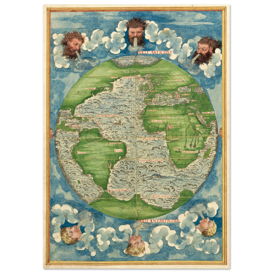 Ancient world map poster reproduction by Guillaume Le Testu 1555