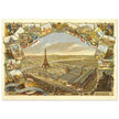 Exposition Universelle de Paris 1889. Eiffel Tower and Paris city view.