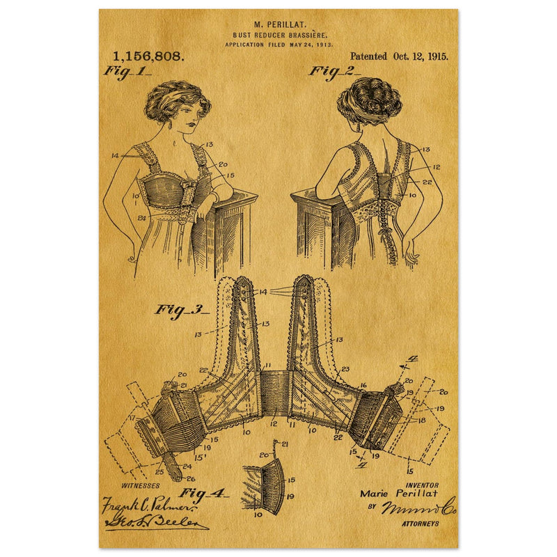 Bust reducer brassiere vintage patent by M Perillat