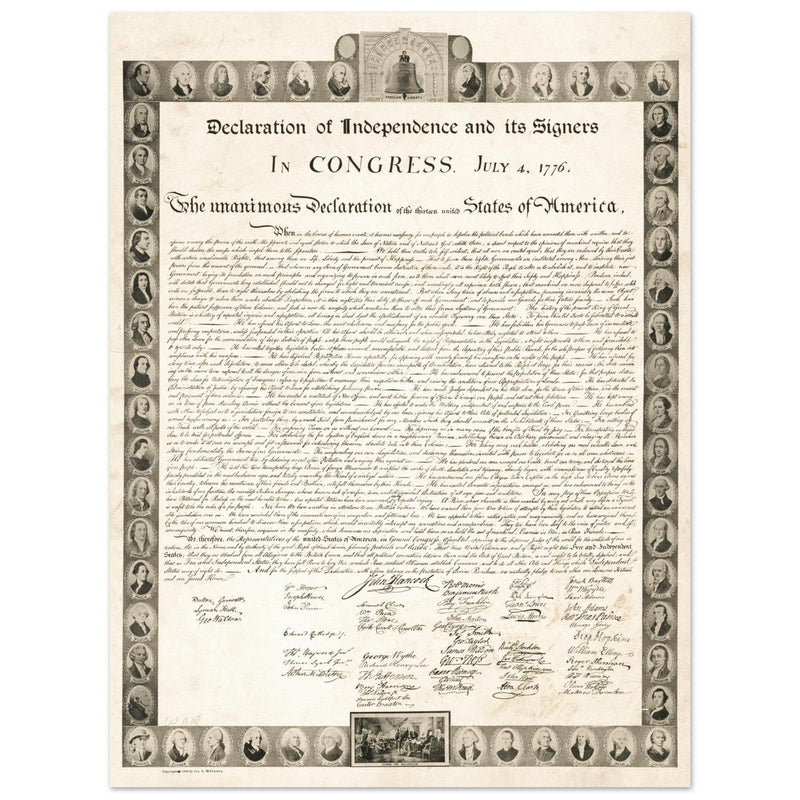 Declaration of Independence of the United States of America and its signers.