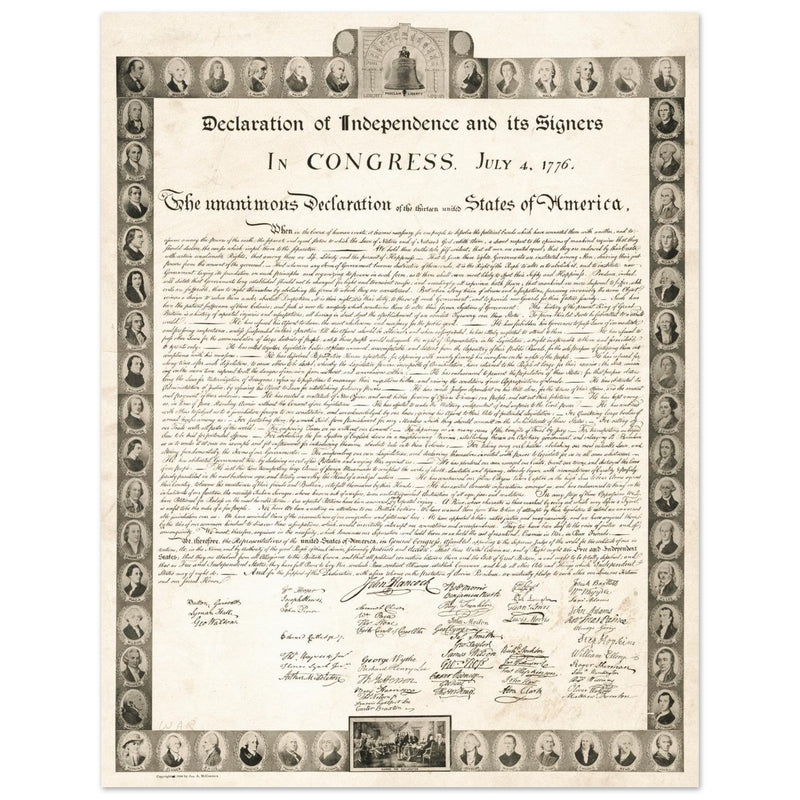 Declaration of Independence of the United States of America and its signers.