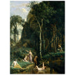 Diana and Actaeon ( Diana Surprised in Her Bath ) by Camille Corot 1836. Antique painting art print. Greek mythology .