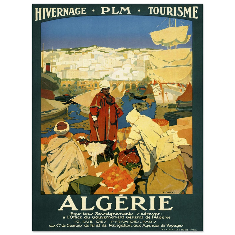 Vintage travel print of Algeria. Poster Art by Léon Cauvy.