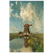 Old dutch windmill painting by Paul Gabriel XIX Century.