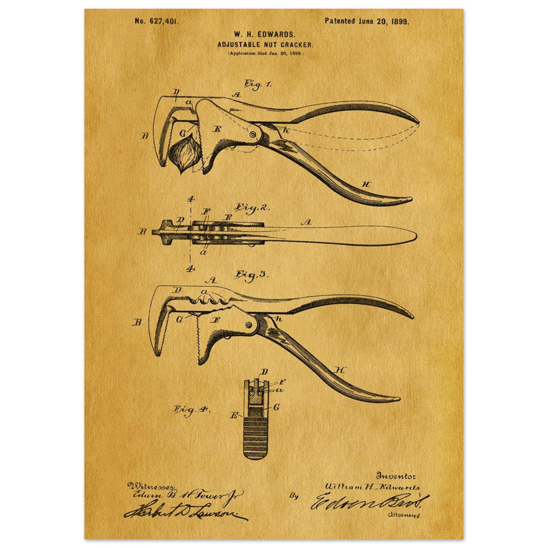 Vintage Adjustable Nut Cracker patent by William H. Edwards.