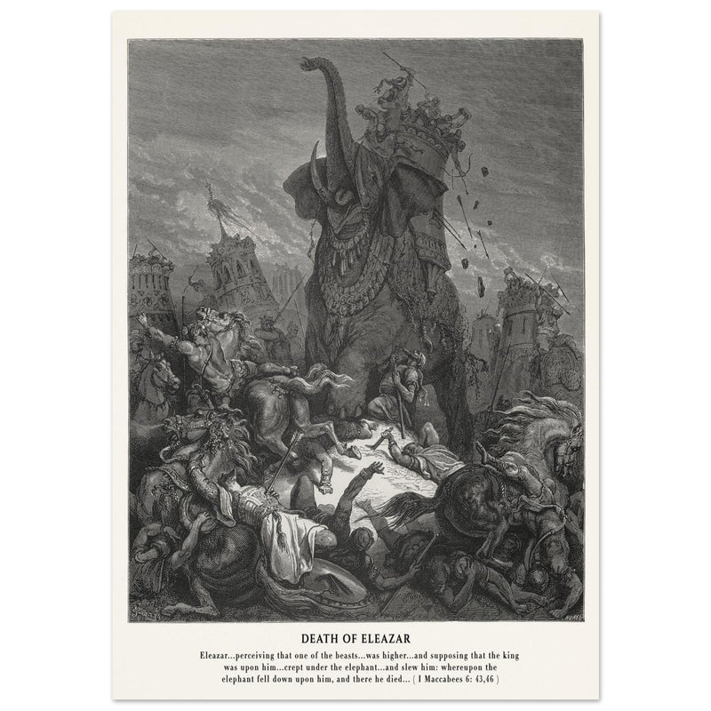 Gustave Dore The Bible engraving print . Death of Eleazar illustration .