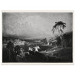 John Martin Paradise Lost Heaven – the Rivers of Bliss. Vintage mezzotint engraving .