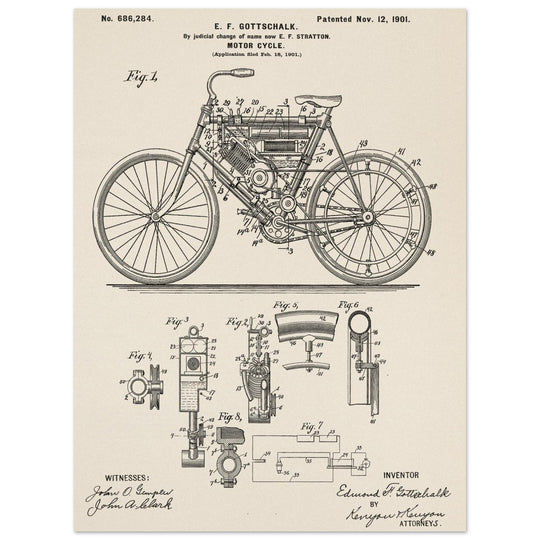 Motorcycle old patent 686284 by Gottschalk