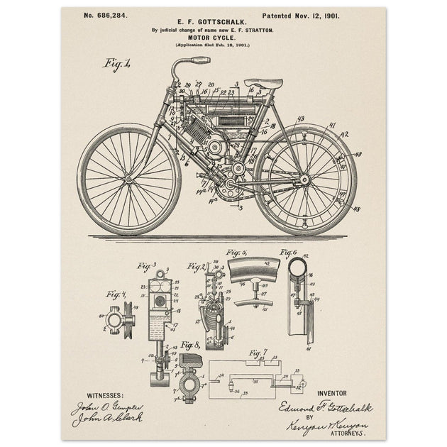 Motorcycle old patent 686284 by Gottschalk