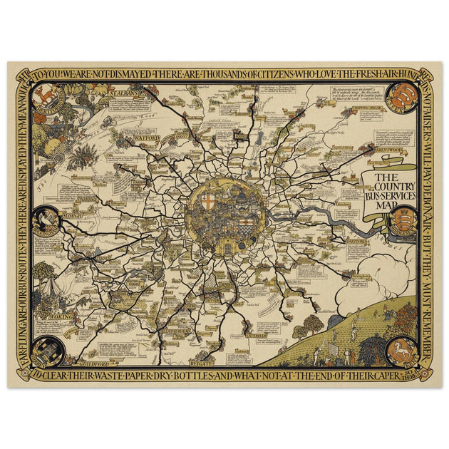London vintage city map poster  from 1928 by Leslie Mc Donald.